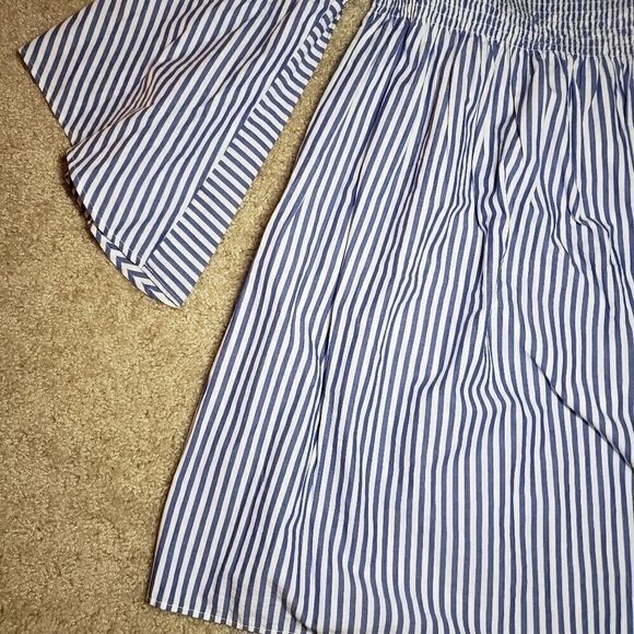 Zara Off Shoulder Striped Summer Bell Sleeve Dress - Picture 12 of 14